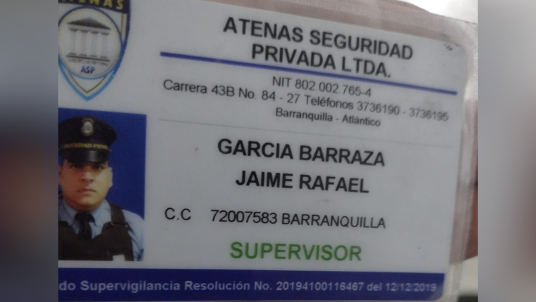 La tarjeta de Jaime García, el hombre herido como consecuencia del ataque a bala