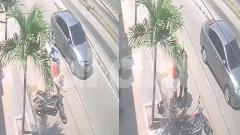 Los ladrones en el momento exacto que chocaron con un vehículo particular y cuando llegó la Policía