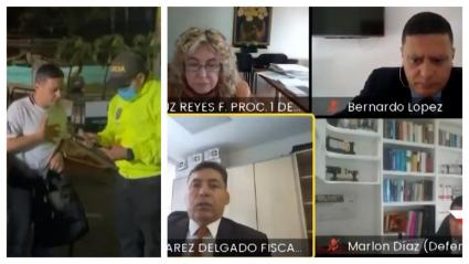 Aspecto del momento de la captura de Bernardo López y la audiencia virtual realizada por la Fiscalía.