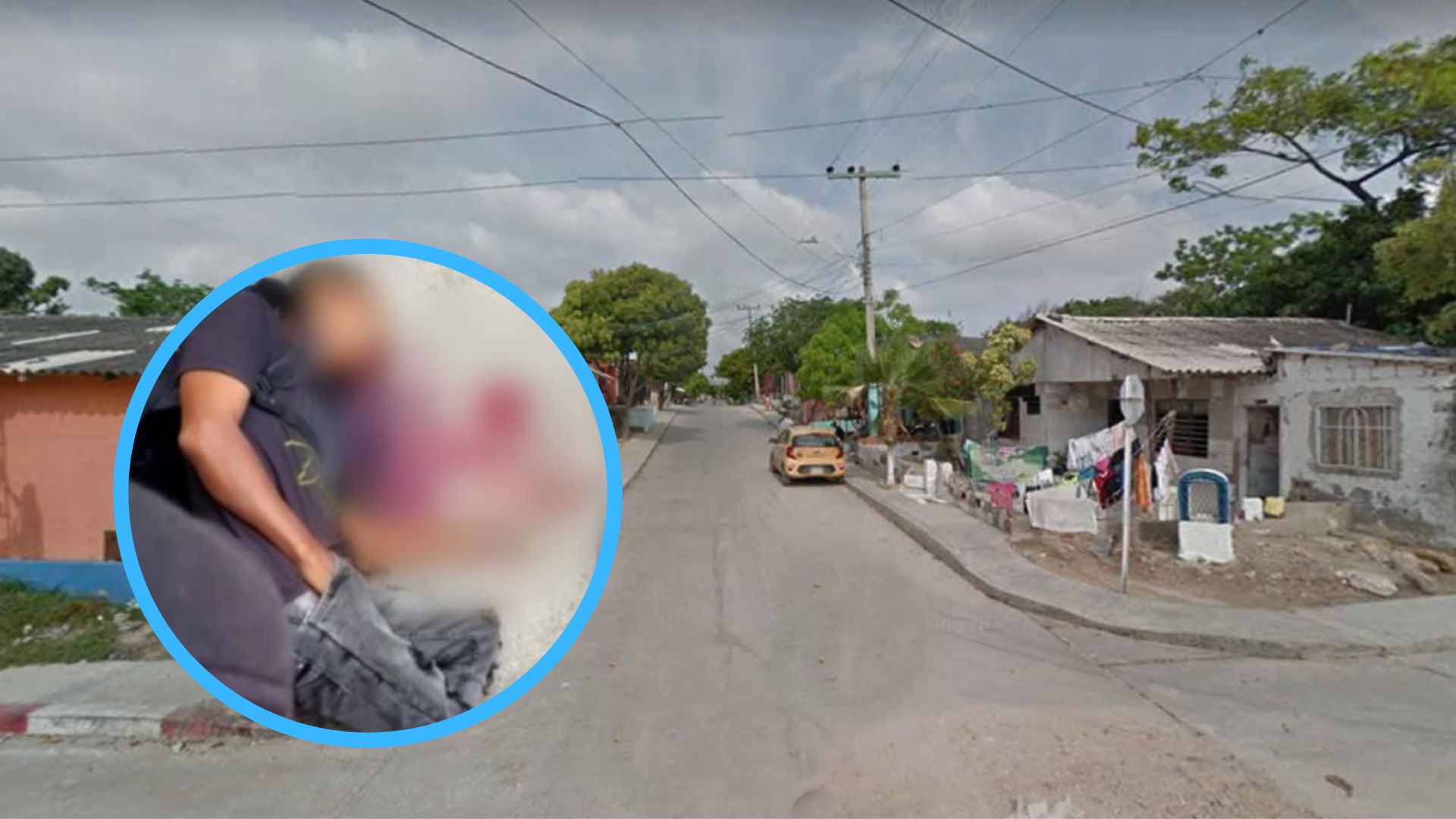 Cadáver del asesinado / Imagen de referencia barrio Las Malvinas.