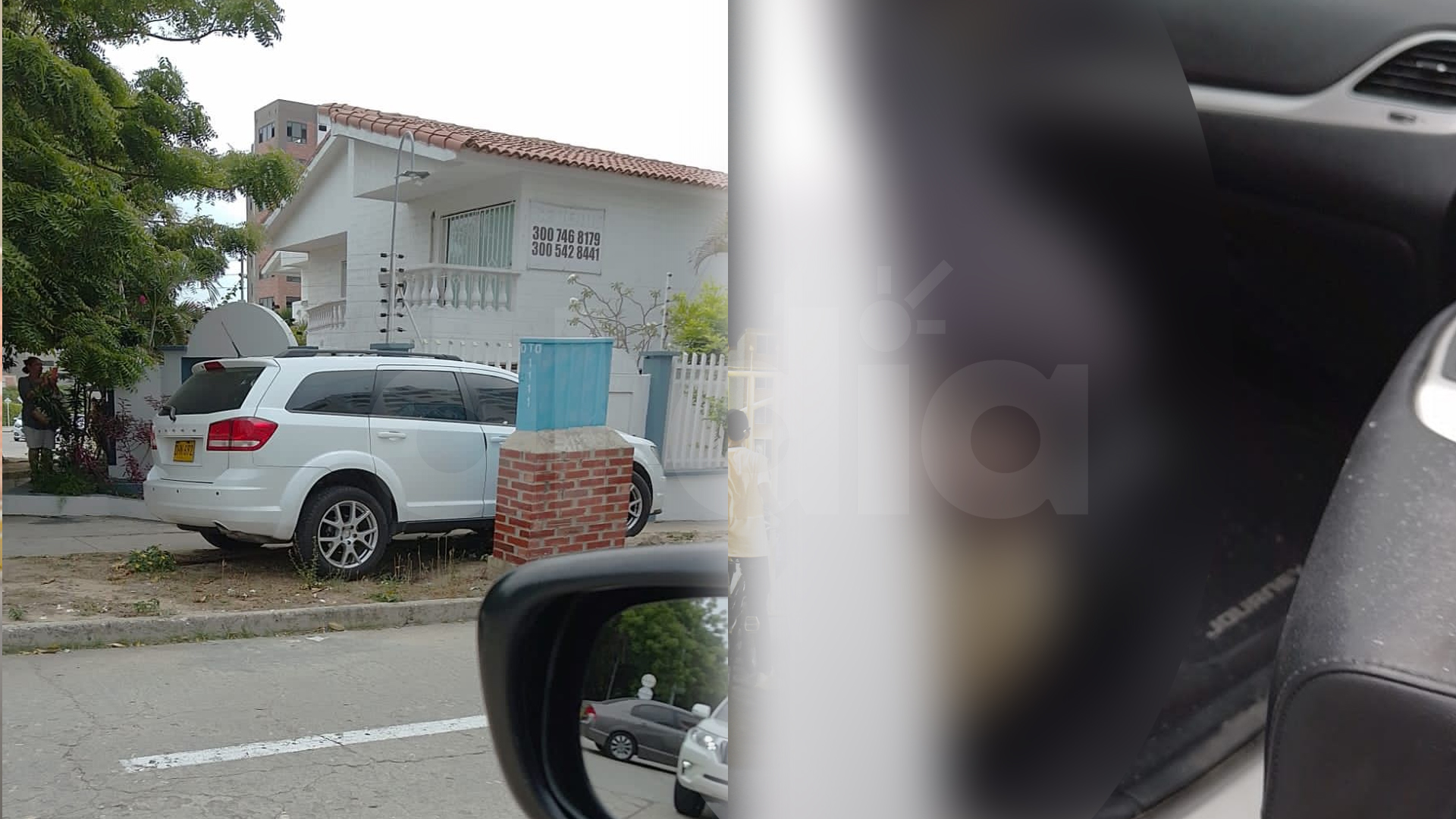 A la izquierda la camioneta baleada y a la derecha la víctima de los hechos con imagen censurada para proteger de sensibilidades