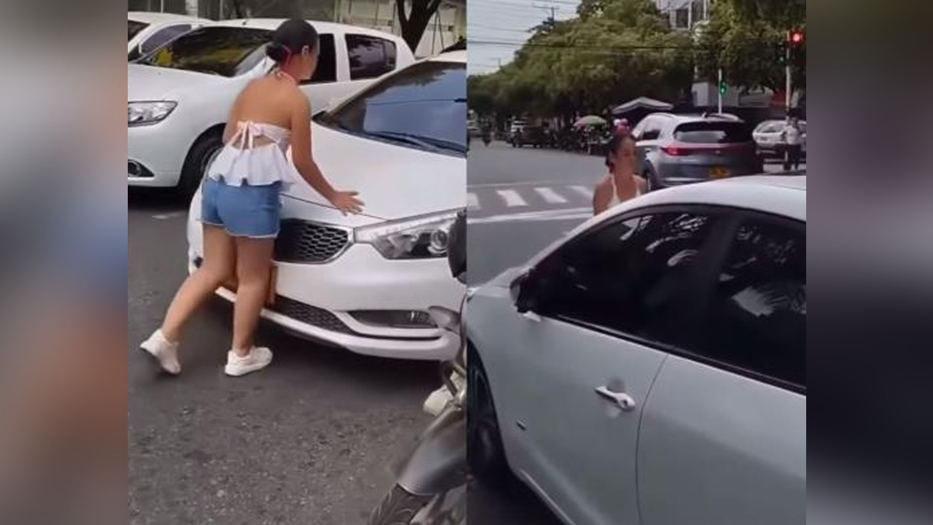 La mujer, indignada, le armó show en la calle. 