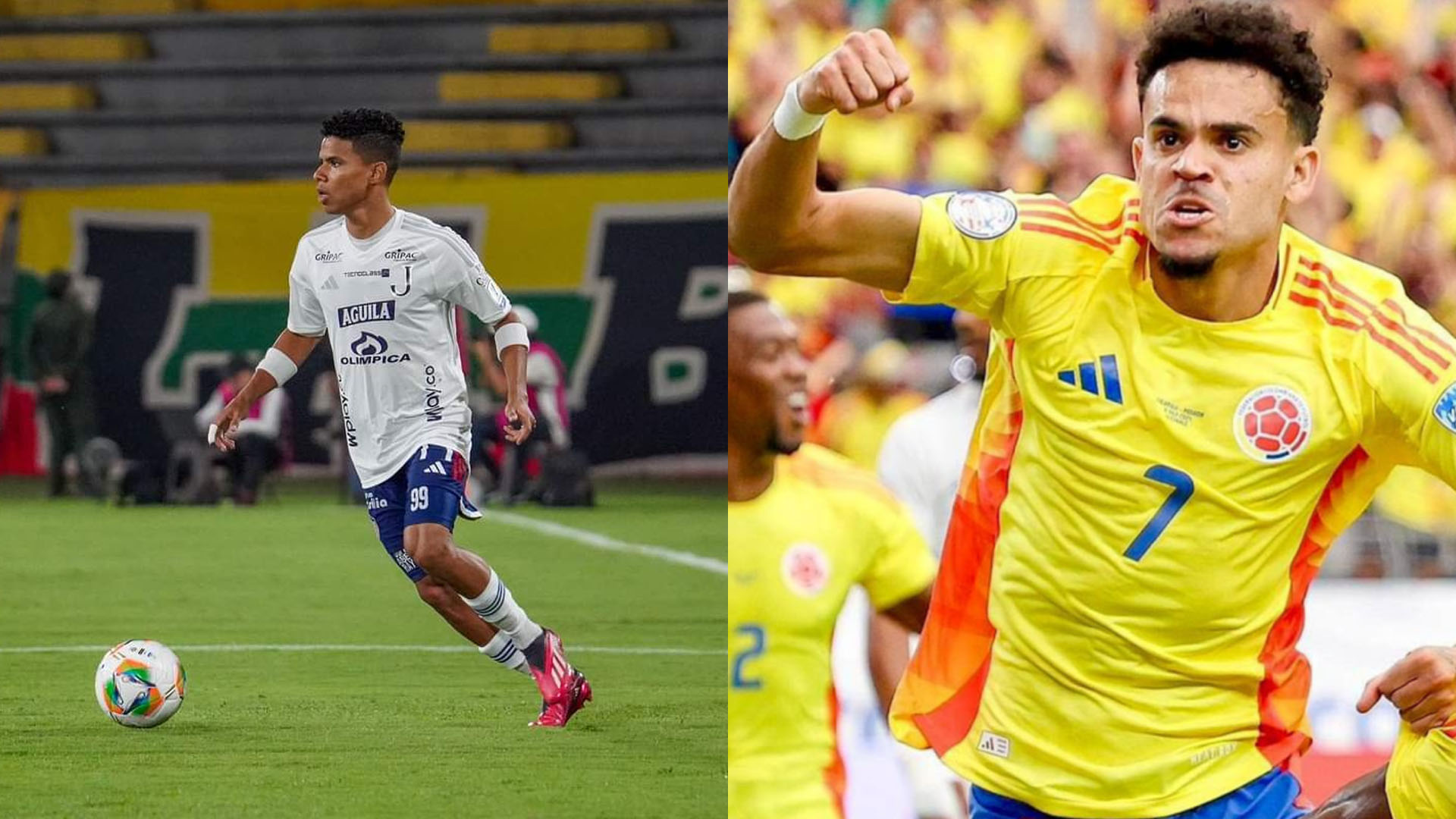 A la izquierda José Enamorado, jugador de Junior; a la derecha, Luis Díaz con la camiseta de la selección Colombia