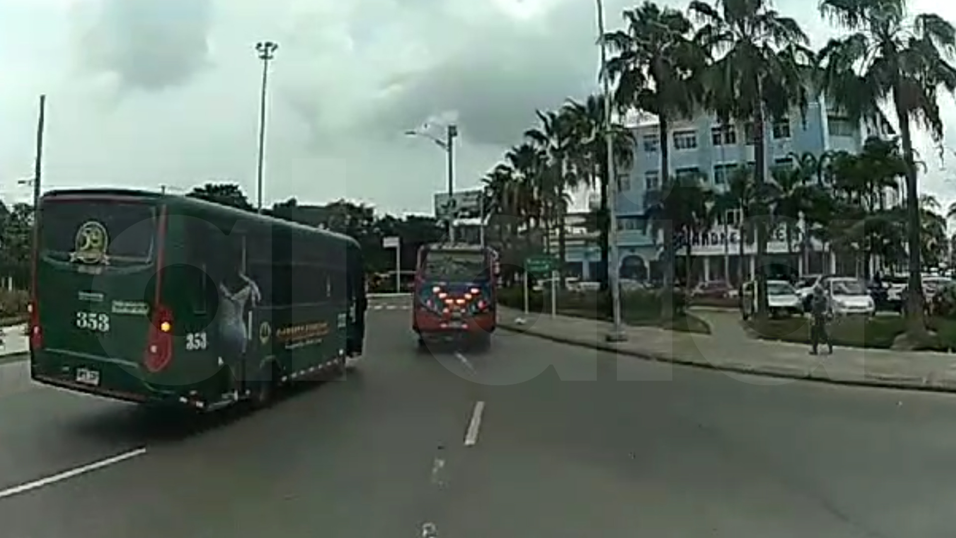 Momento exacto en que la mujer cae del bus