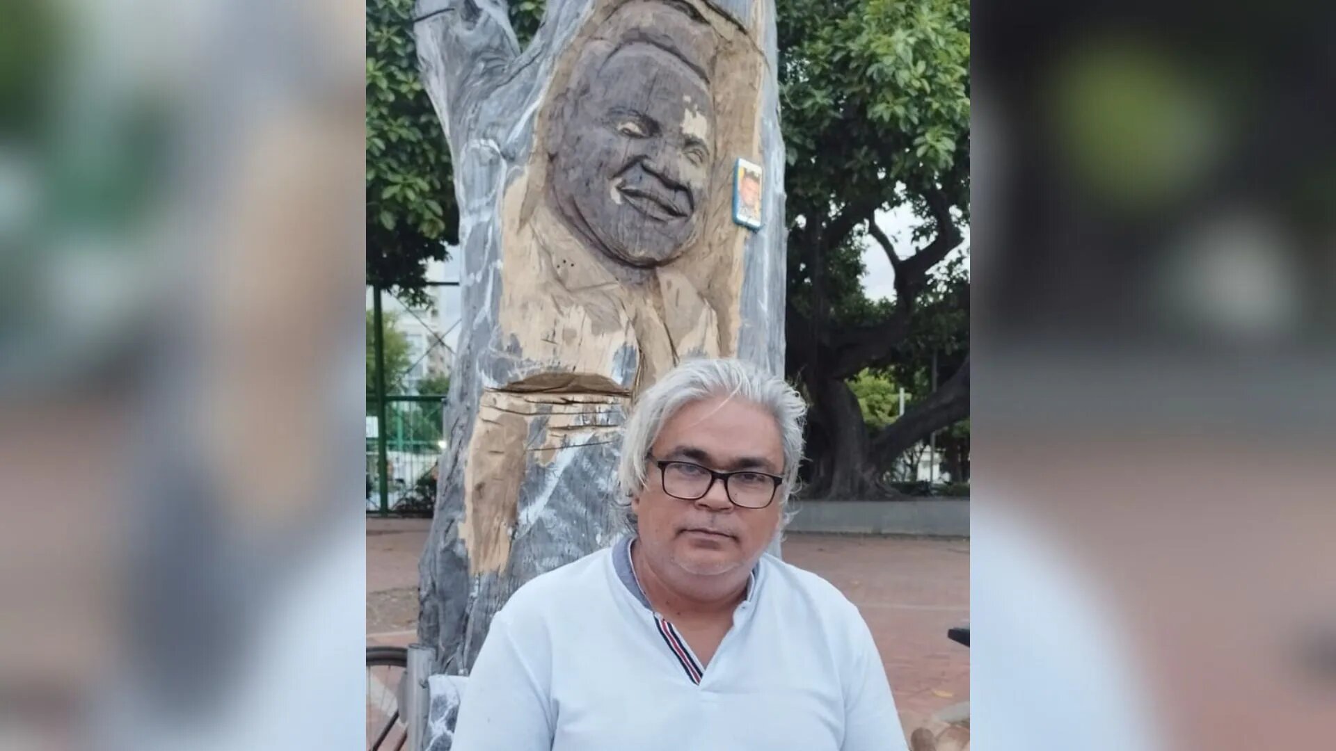 Busto de Omar Geles, tallado en madera.