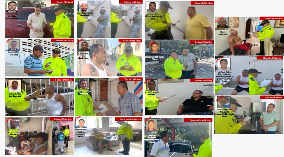 Algunos capturados por caso de red de robo de tierras en el Atlántico, reseñados.