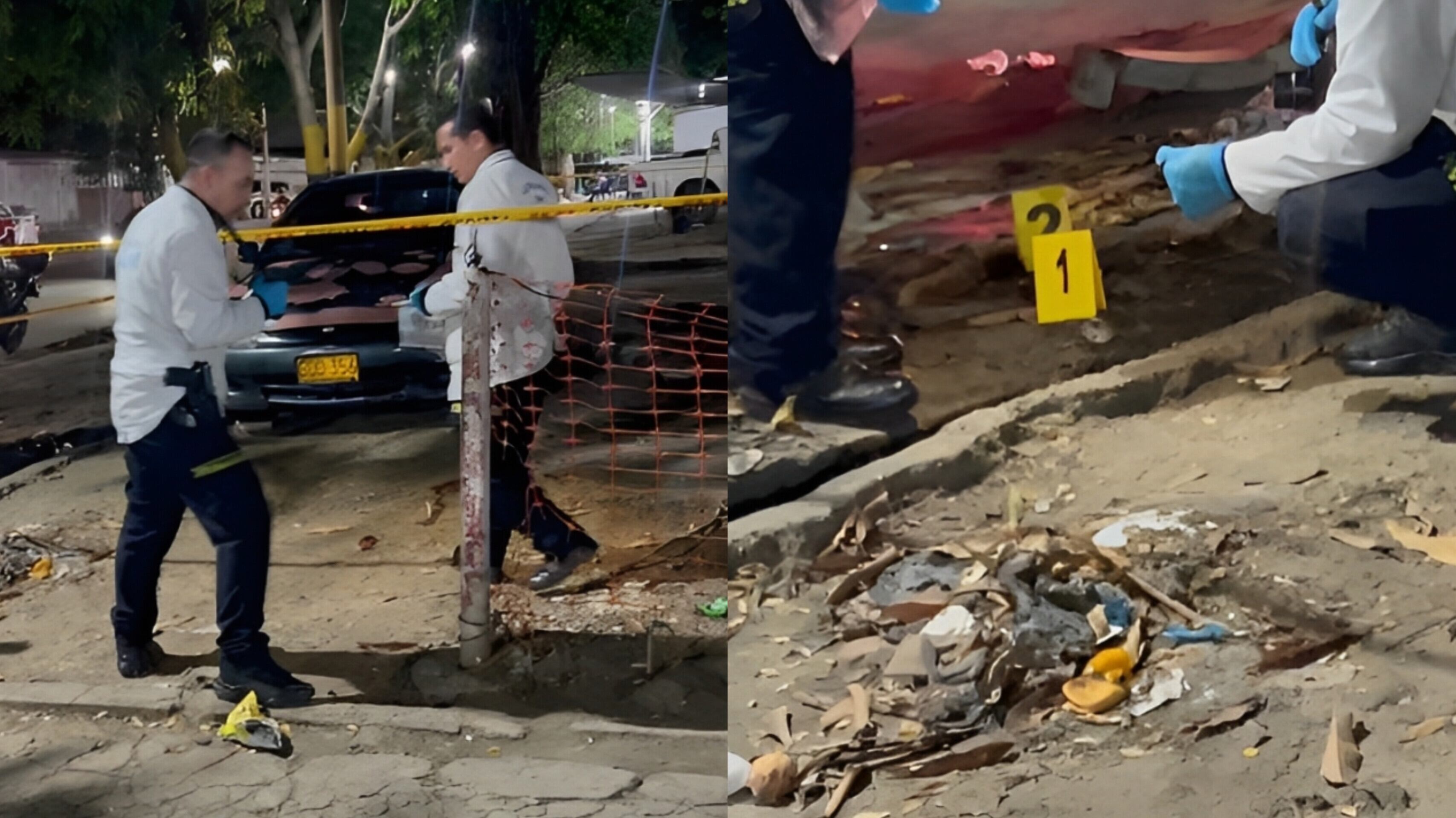 Escena de crimen en el barrio Los Pinos.