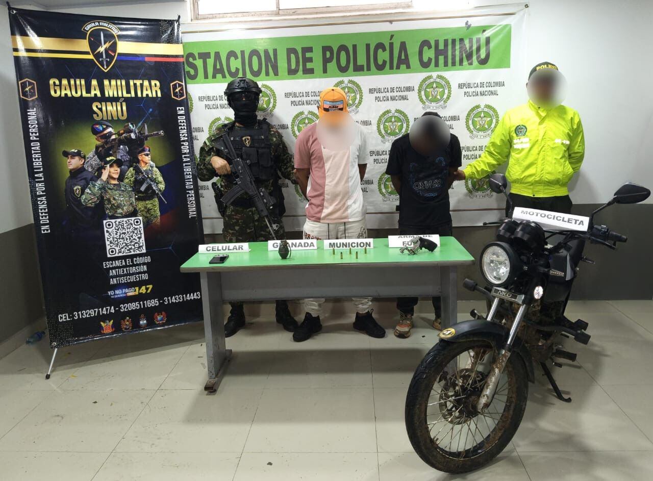 Miembros del Clan del Golfo capturados en Chinú.