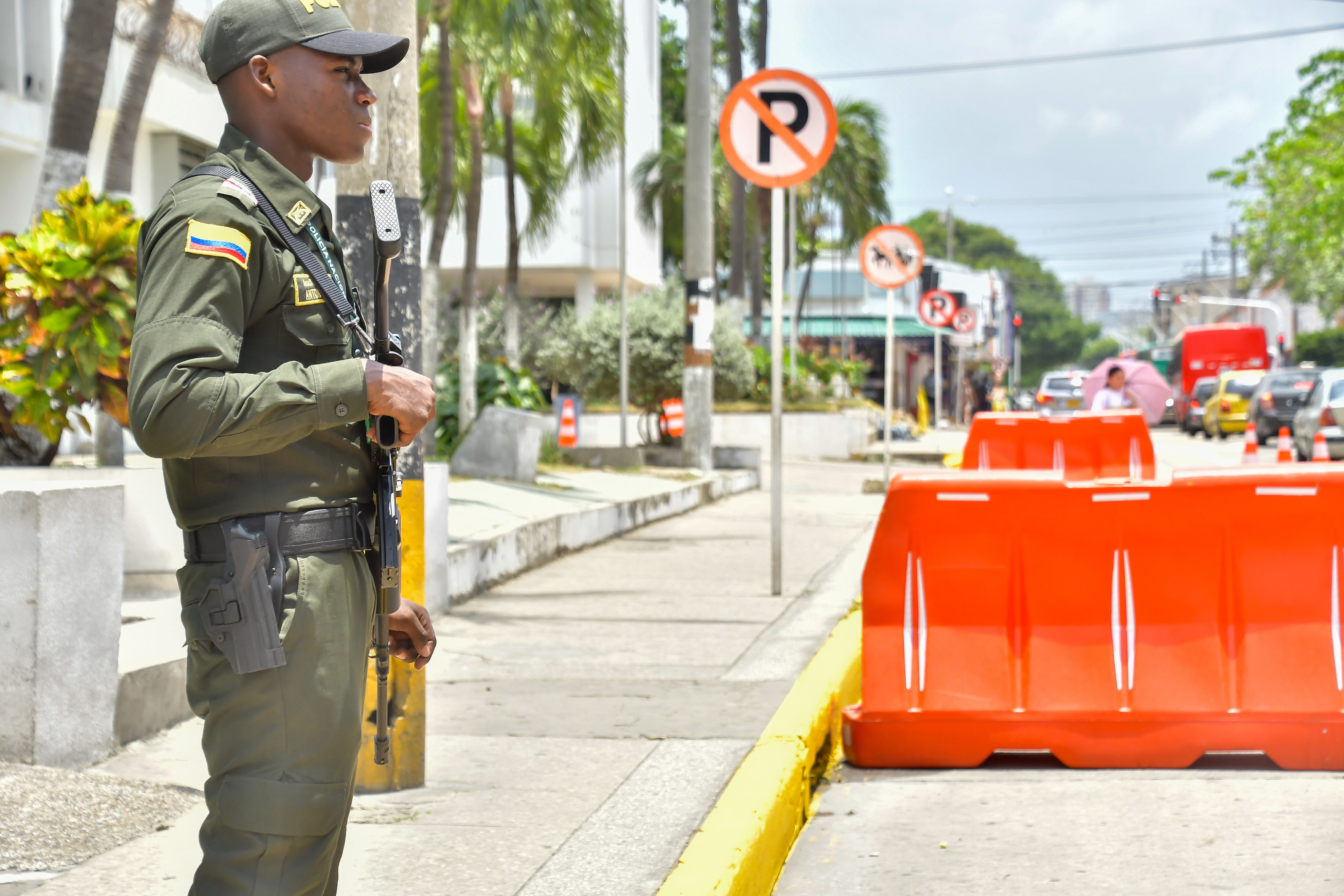 Uniformado de la Policía en Barranquilla.