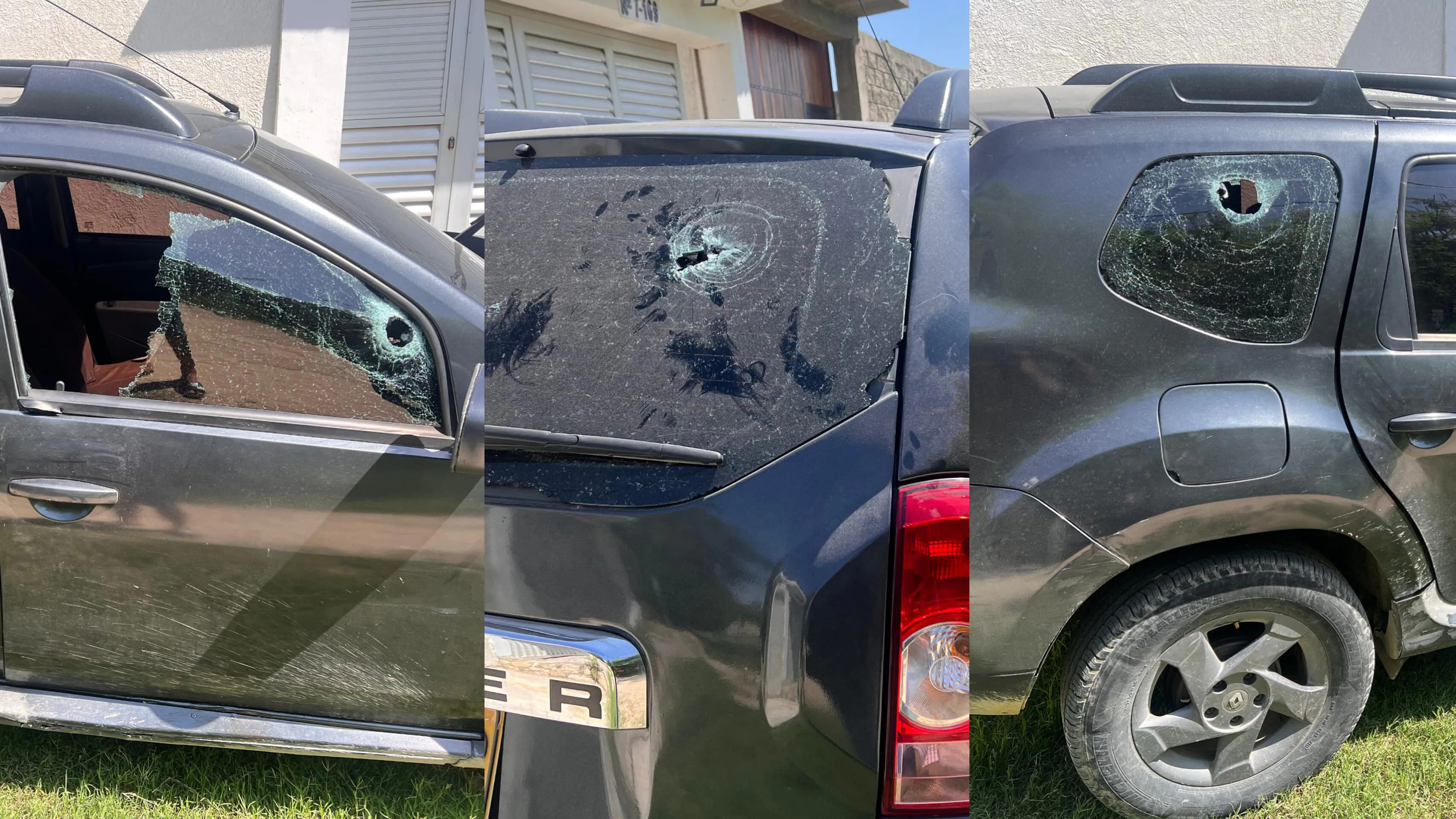 Vehículo que recibió balazos en Salgar.