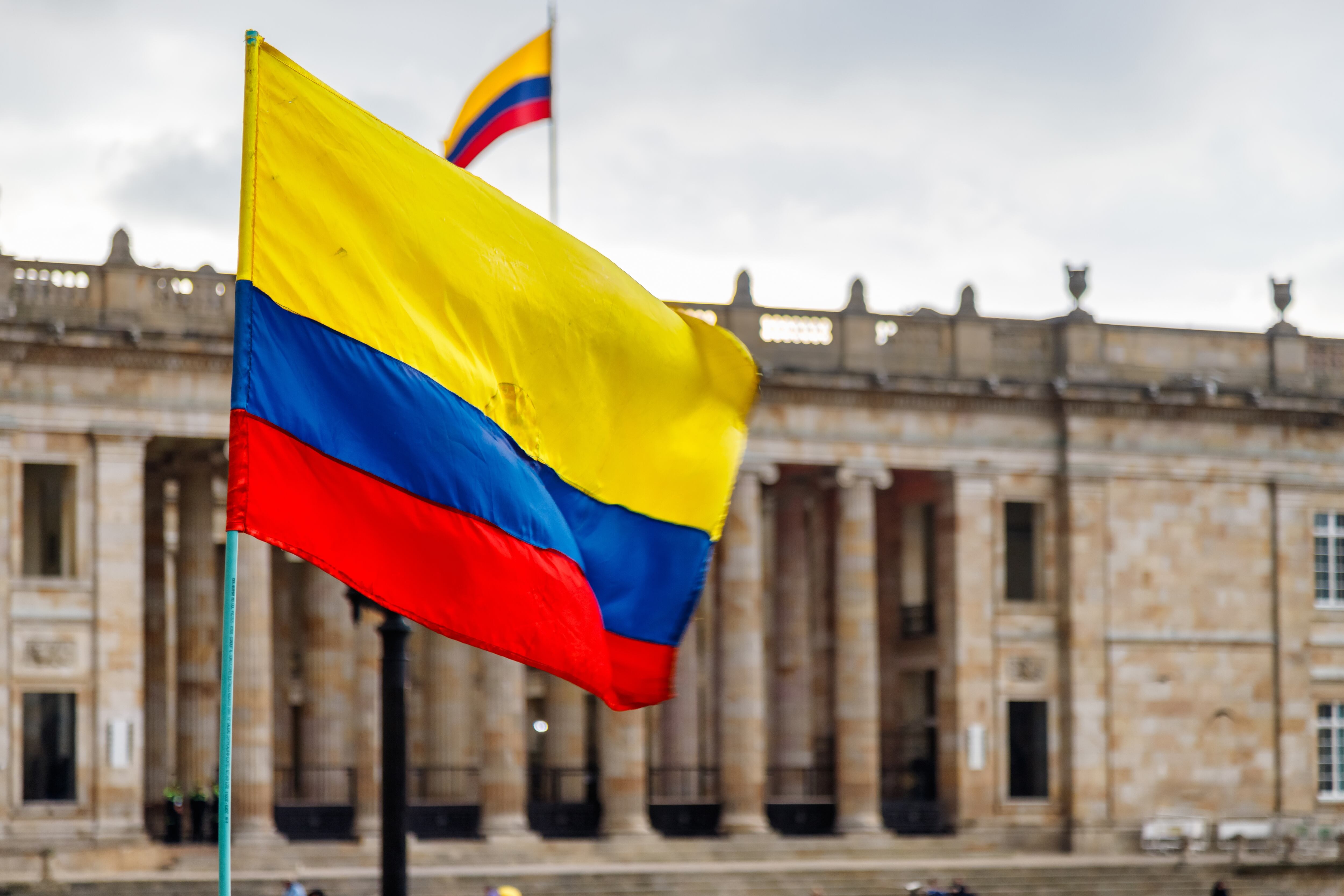 Bandera de Colombia en Bogotá.