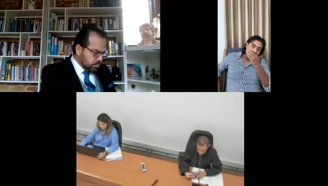 Nicolás Petro en audiencia virtual, este miércoles.