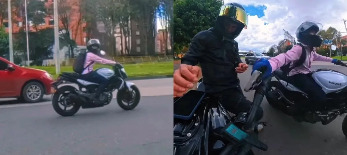Robo a motociclista en Bogotá.