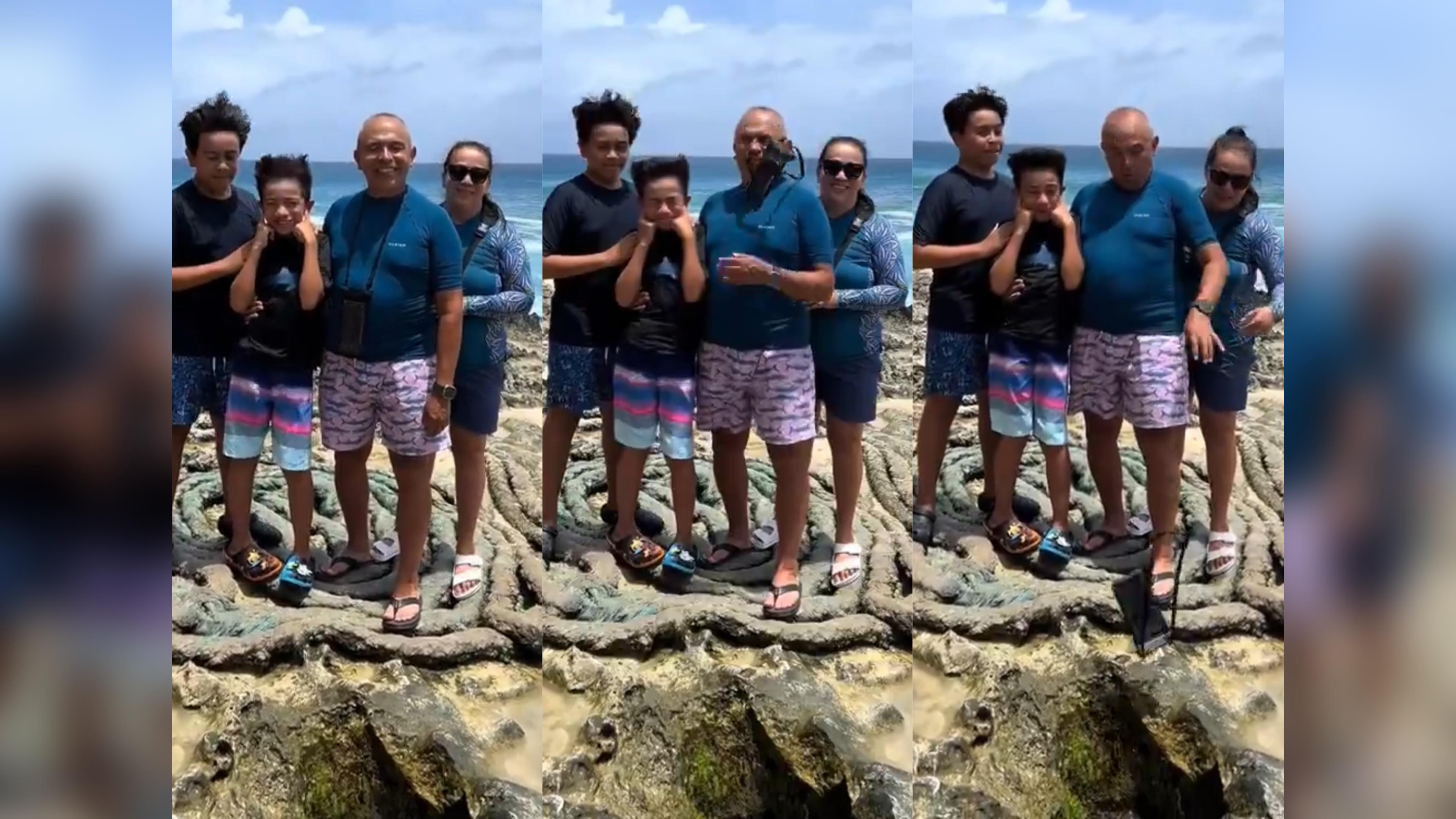 Familia que visitaba el famoso Hoyo Soplador