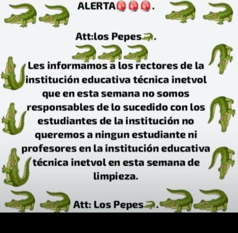 Falso panfleto con amenaza