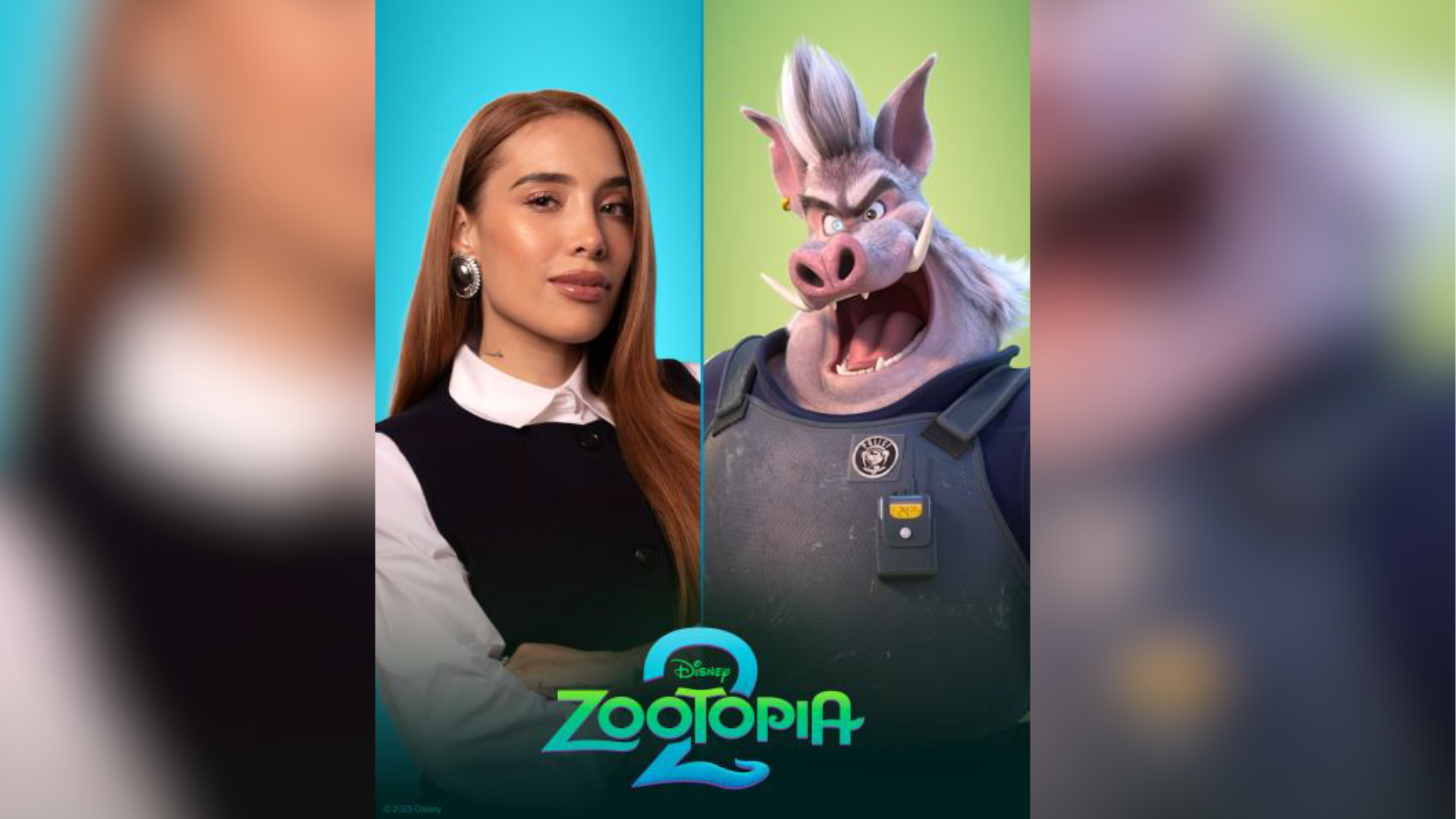 Luisa Fernanda w junto a su nuevo personaje en Zootopia 2
