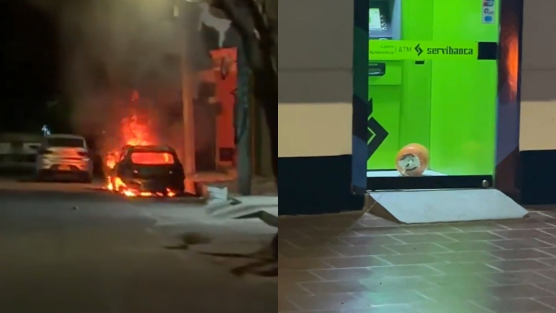 Carro incendiado y cilindro bomba en Tesalia, Huila.