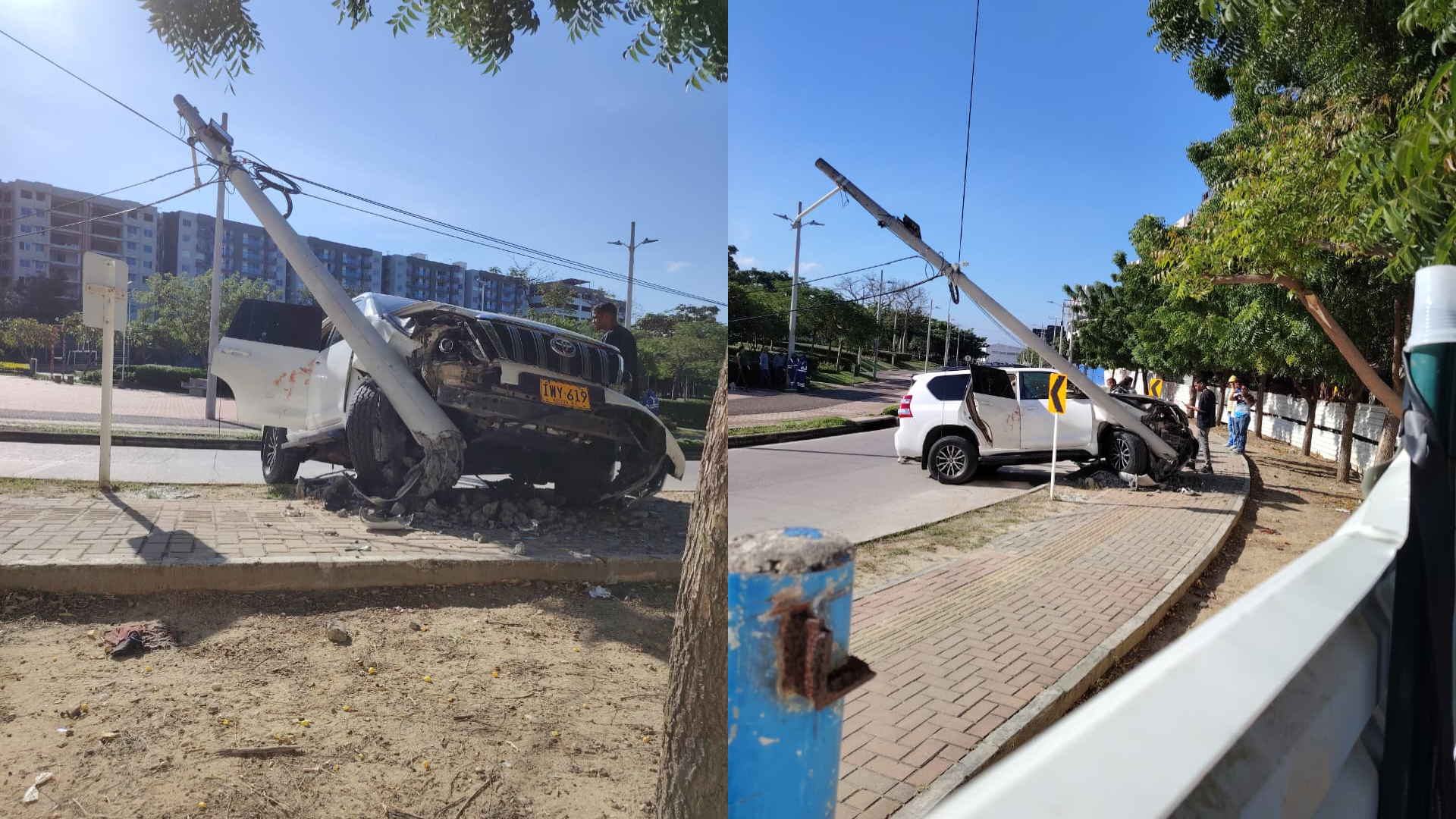 Así quedó el carro luego del ataque.