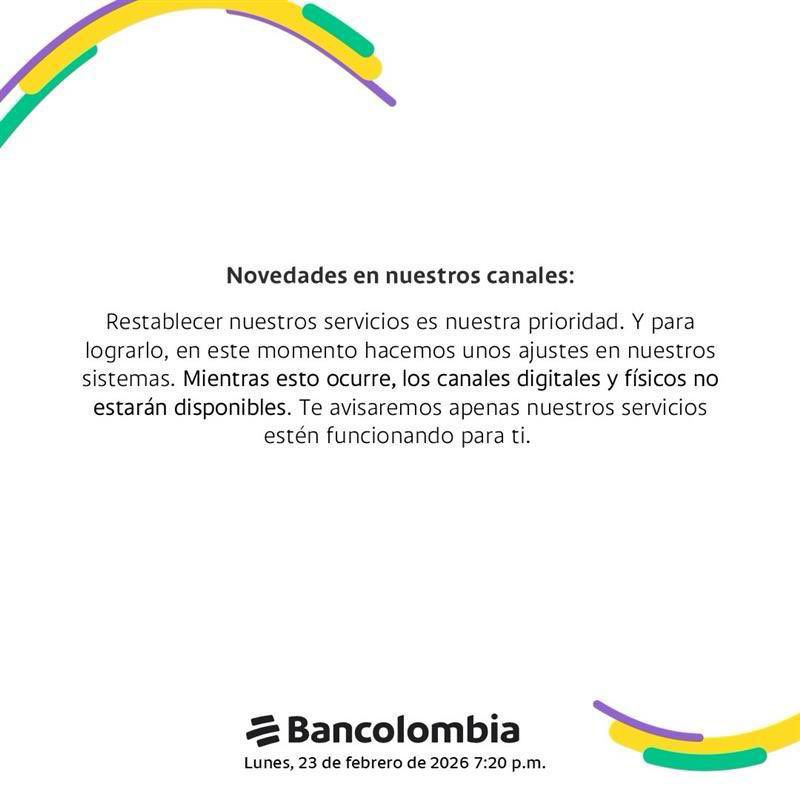 Este fue el comunicado mediante el cual el banco notificó a sus usuarios sobre la suspensión de los servicios.