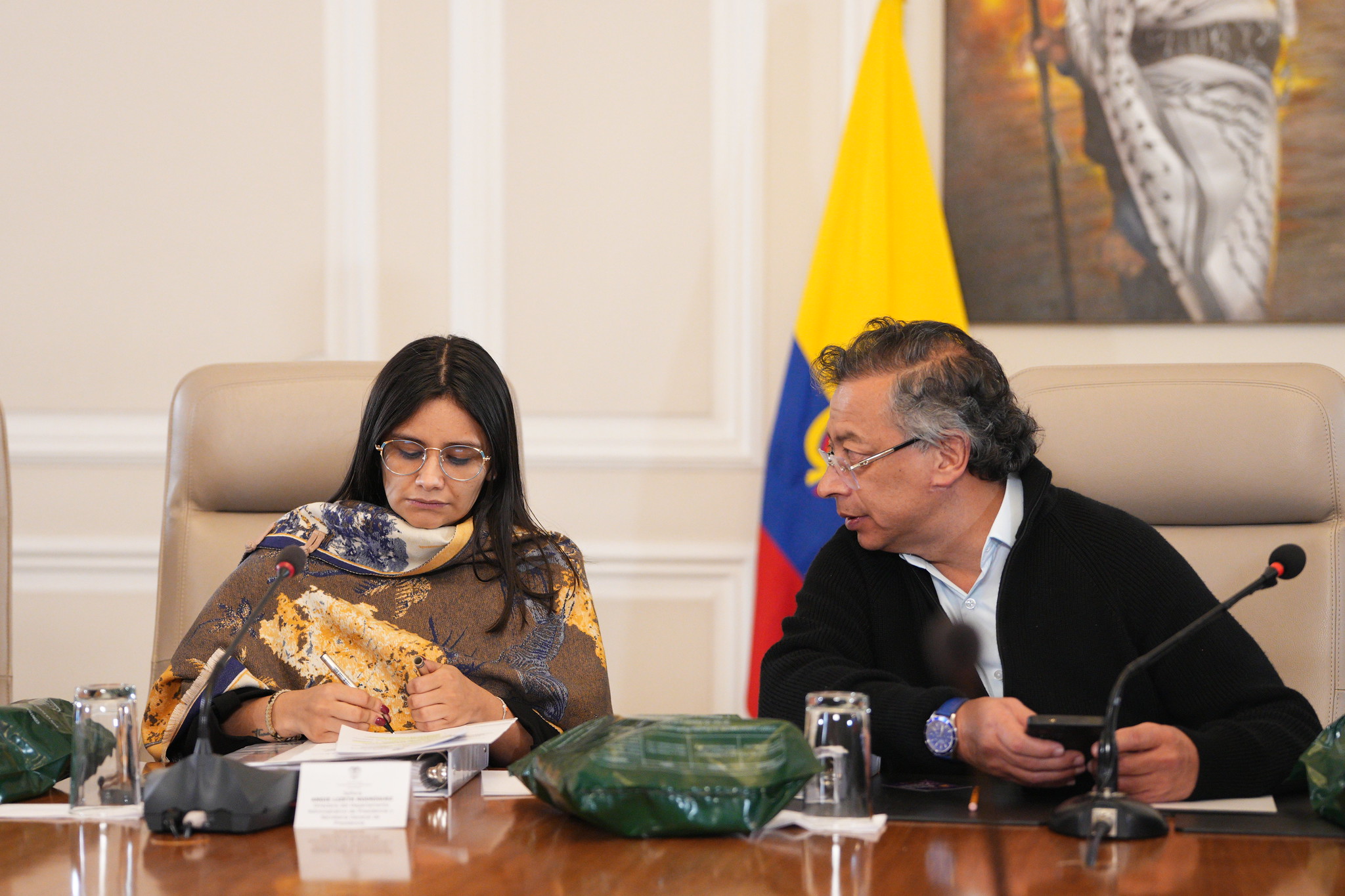 Angie Rodríguez, ex directora del Dapre, junto al presidente Gustavo Petro.