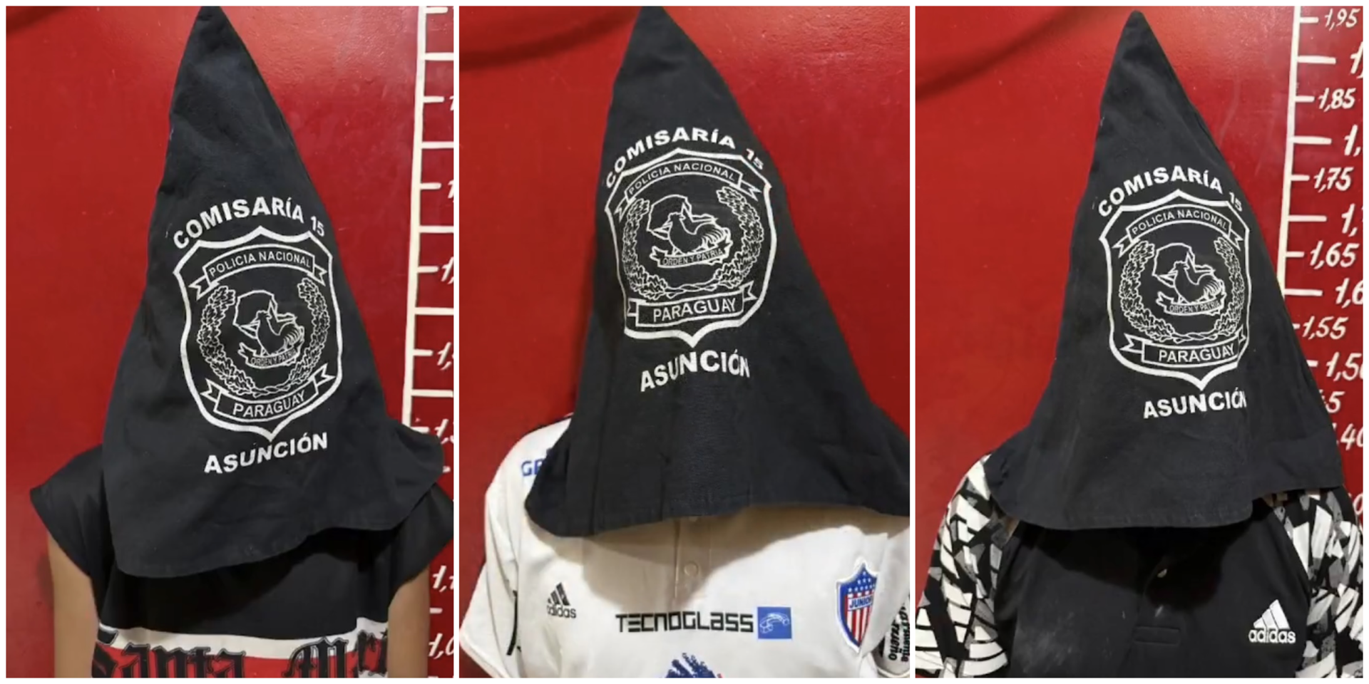 Tres de los hinchas de Junior detenidos en Asunción, Paraguay.