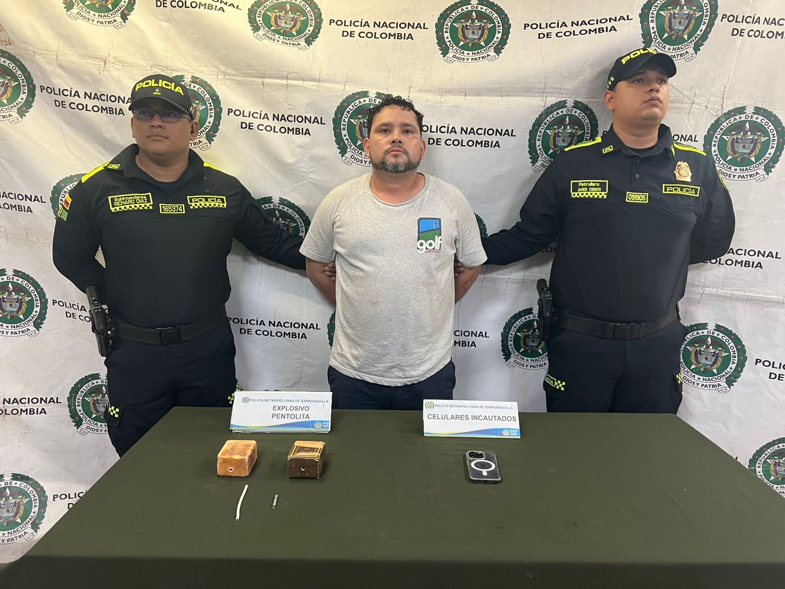 Manuel Vázquez Vergara, de 37 años, fue sorprendido con dos cargas de 500 gramos de pentonita