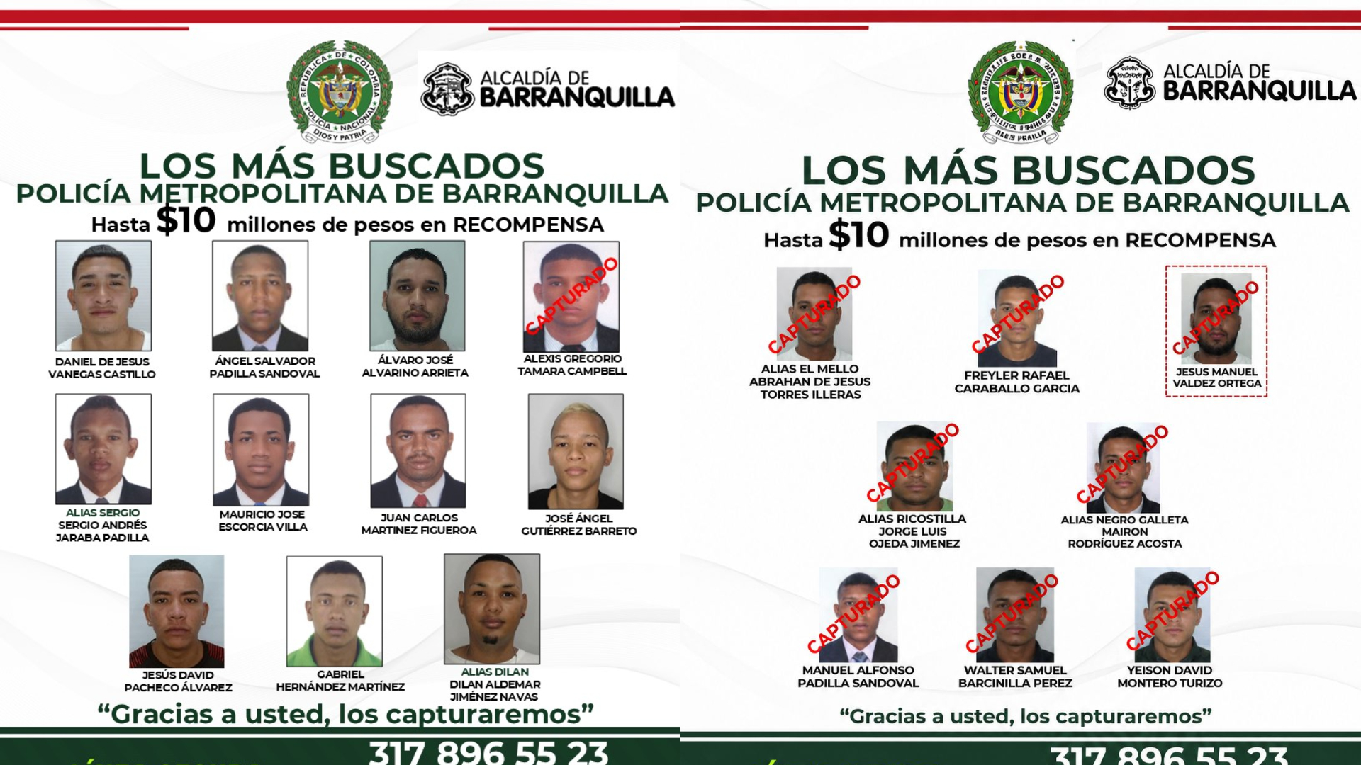 Cartel de los más buscados.