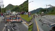 Algunos vehículos involucrados en el accidente. 