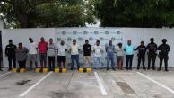Los 11 presuntos integrantes del Clan del Golfo capturados en Soledad.
