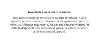 Este fue el comunicado mediante el cual el banco notificó a sus usuarios sobre la suspensión de los servicios.