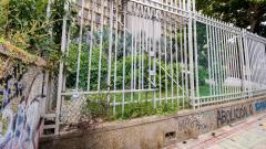 Este es el panorama de la Catedral: Enrejado destruido, grafitis, alambres de púas y malos olores. 