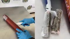 Las barras de salchichón fueron descubiertas por perros antidrogas. 