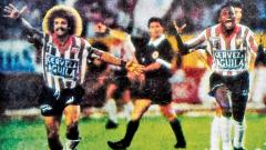 Celebración de un gol de aquel partido por parte de 'el pibe´ Valderrama y 'niche' Guerrero. 