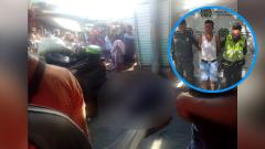 La escena del crimen y el sujeto capturado por las autoridades competentes.