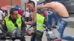 El joven finalmente fue controlado con la ayuda de otros dos agentes.
