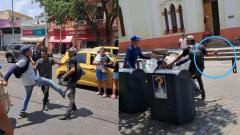 Momento en el que el vendedor estuvo a punto de atacar con el objeto cortopunzante al funcionario. 