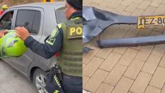 Accidente y placa de vehículo implicado en la Vía al Mar.