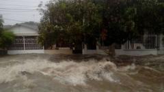 Arroyo El Salao durante las fuertes lluvias 