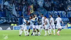 Celebración de los jugadores de Millonarios por su triunfo por 5-1 ante Deportivo Pereira.