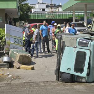 El accidente se presentó sobre la bomba Biomax cercana a la Murillo. 