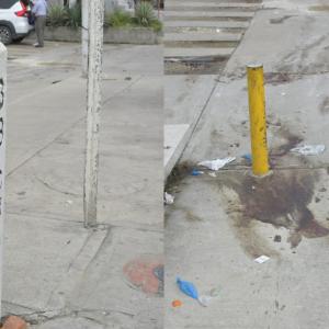 En el suelo del Ara todavía quedan los rastros de sangre del herido en el ataque a bala