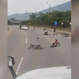 Momento en el que el conductor huye.