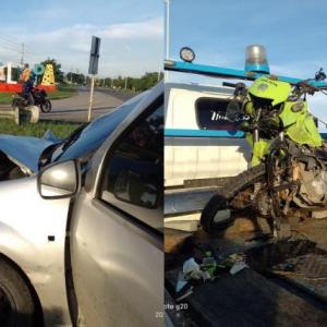 El percance, que dejó a dos uniformados de la Policía gravemente lesionados, ocurrió en la madrugada de este sábado.