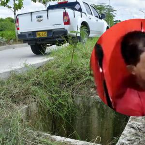 En ese hueco cayó el hombre en la noche de este sábado.