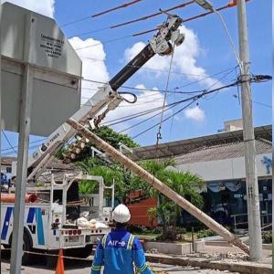 Aspecto de las labores desarrolladas por Air-e en el norte de Barranquilla