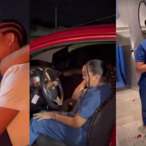 Este es el momento en que la 'influencer' le hace el regalo a su empleada. 