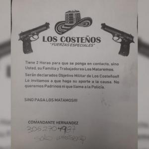 Panfleto de Los Costeños.