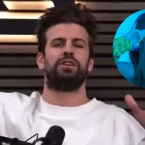 Piqué durante el anuncio / Shakira en la 'session'