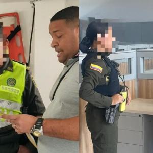 Policías señalados en el momento de su captura. 