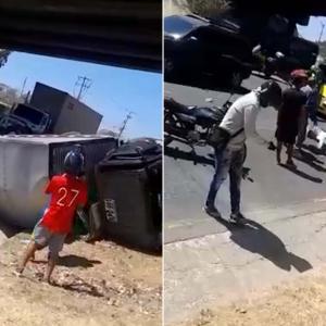 El camión llevaba una carga de ajos